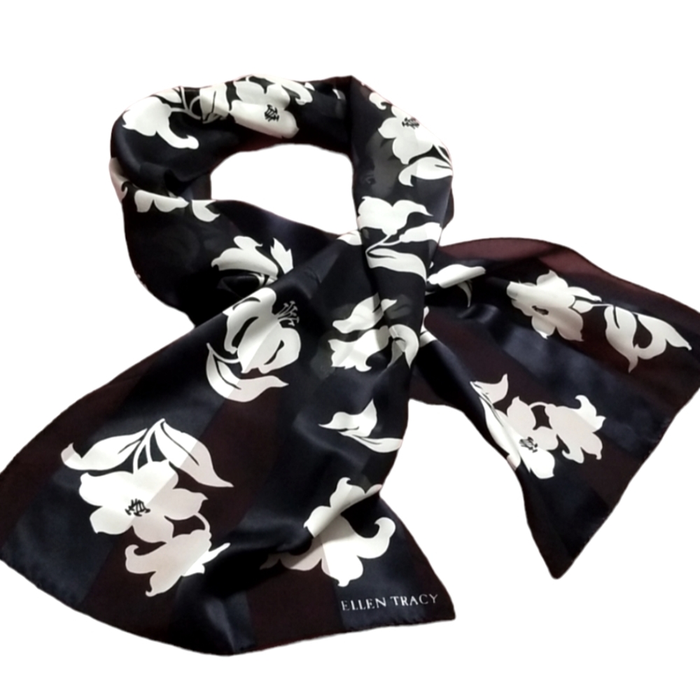 ALLEN TRACY 100% SILK SCARF - Picture 1 of 14